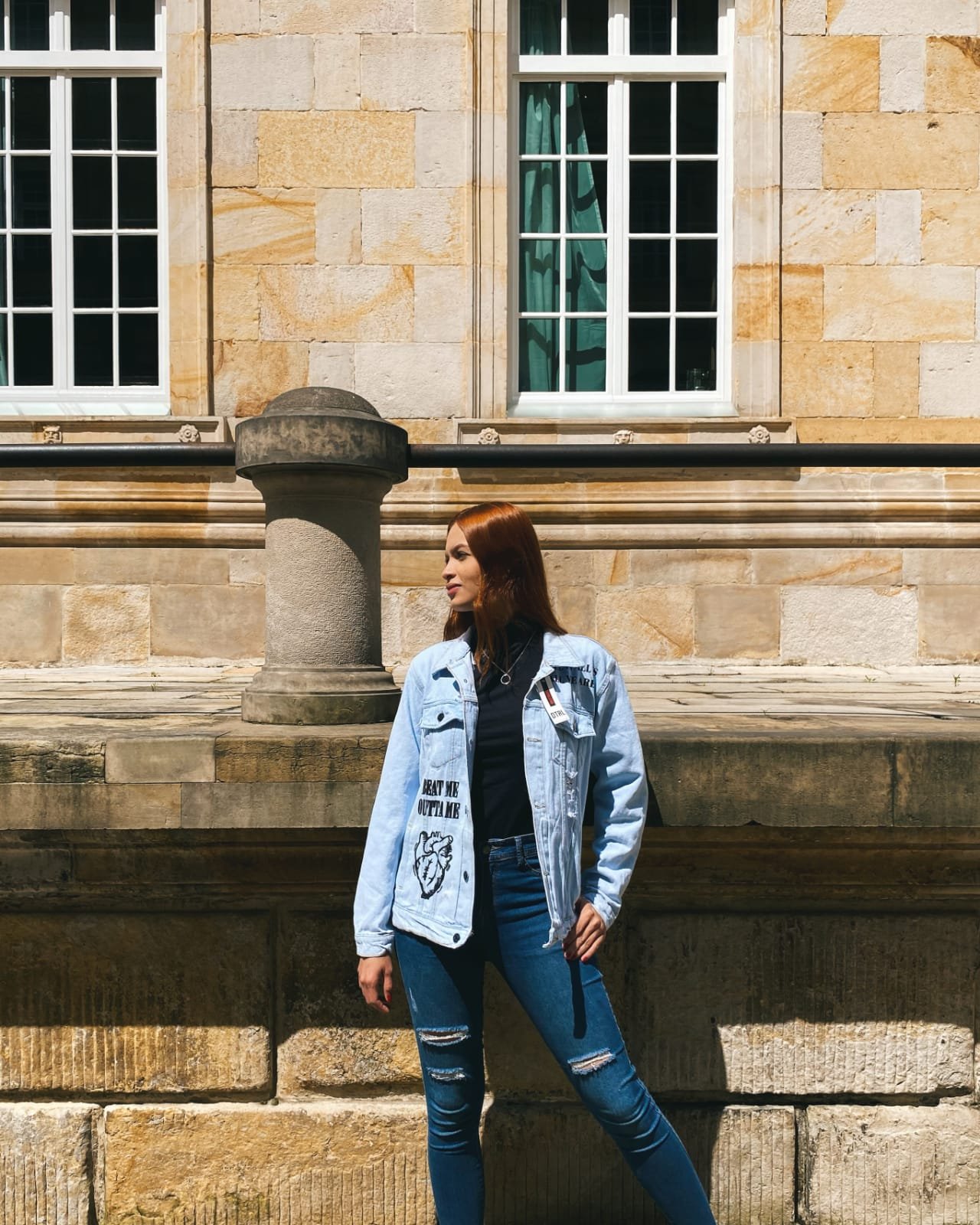 Chaqueta en jean tipo gabán estampado para mujer -111 