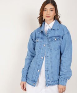 Chaqueta de jean oversize boho con fleco -157