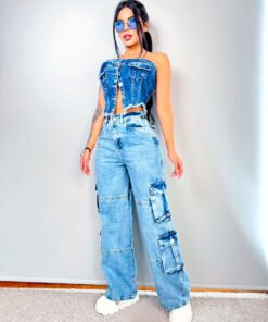 Pantalón cargo en denim-406